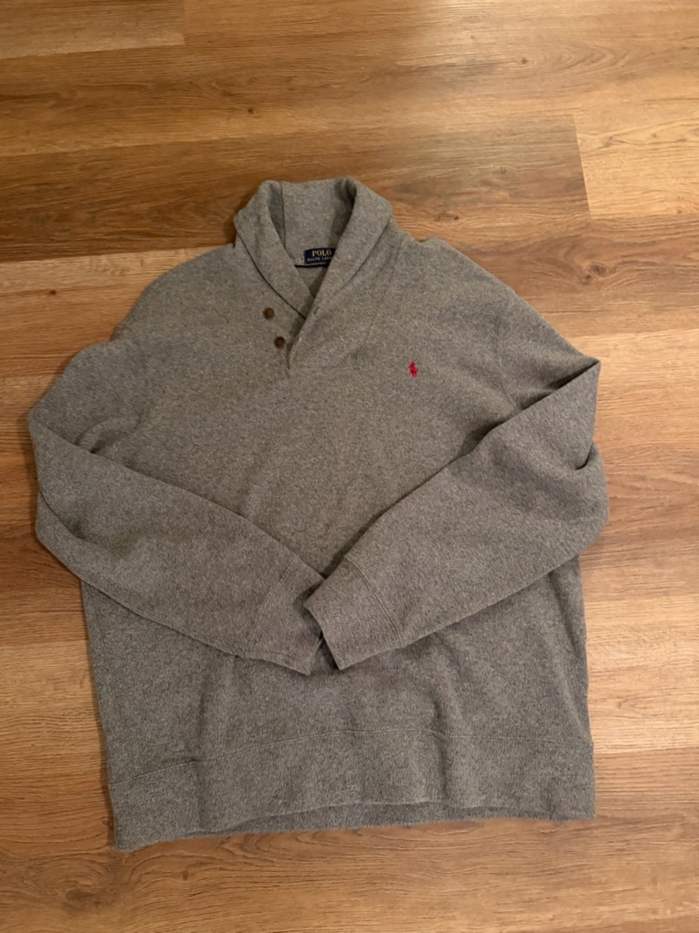 Polo by Ralph Lauren Gray Shawl Collar Turtleneck Sweater with Red Pony